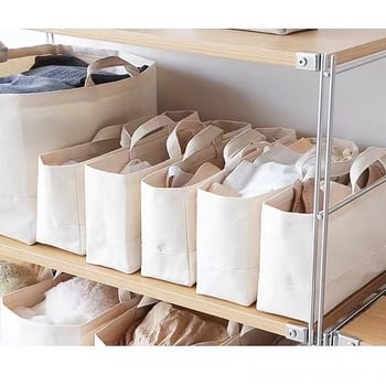 Organizator pentru haine în dulap, din pânză cu bumbac și in, coș de depozitare, stil minimalist modern