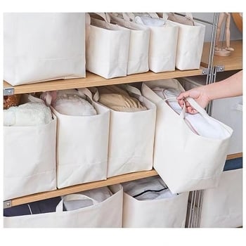 Organizator pentru haine în dulap, din pânză cu bumbac și in, coș de depozitare, stil minimalist modern