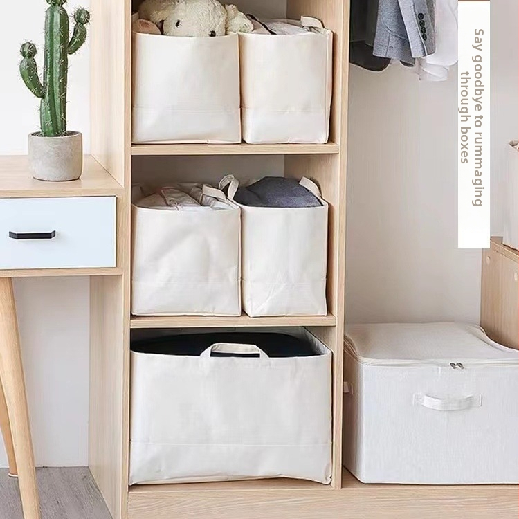Organizér na oblečenie do šatníka z bavlneno-ľanového plátna, moderný minimalistický úložný košík