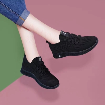 Pantofi casual pentru femei, respirați, talpă moale, pantofi de dans, Fly-Knit, stil coreean, roșii