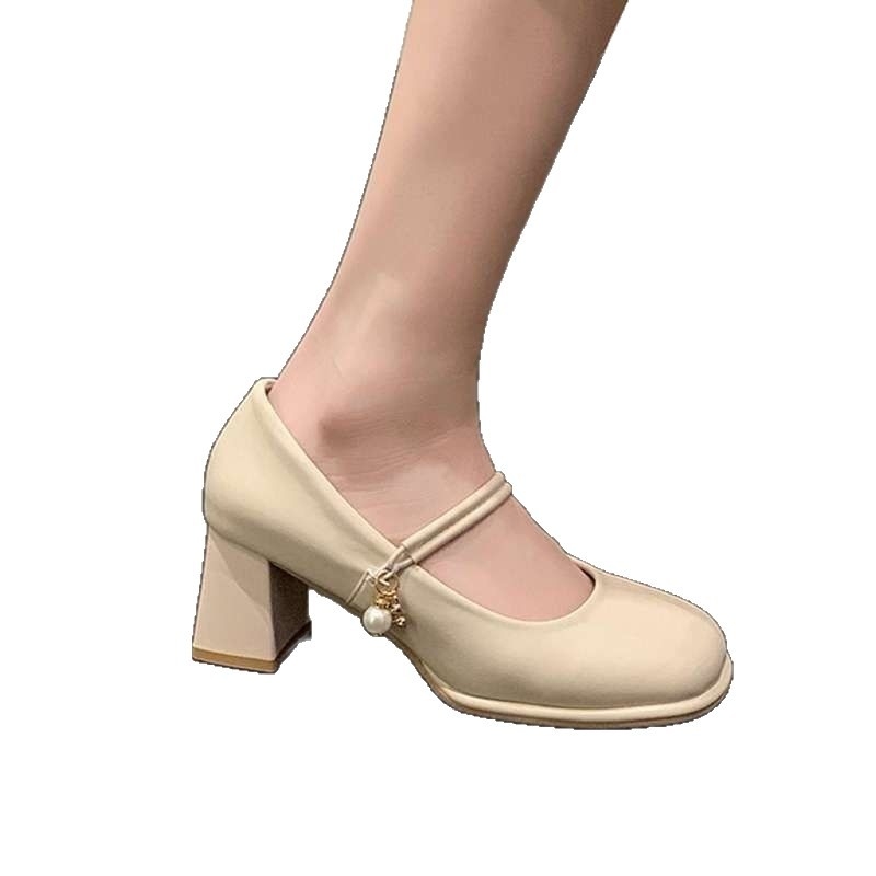 Tavaszi új stílusú vastag sarkú slip-on Mary Jane cipő, vízálló platformával, magasságot növelő sarokkal, mindennapi viselethez és koszorúslányoknak