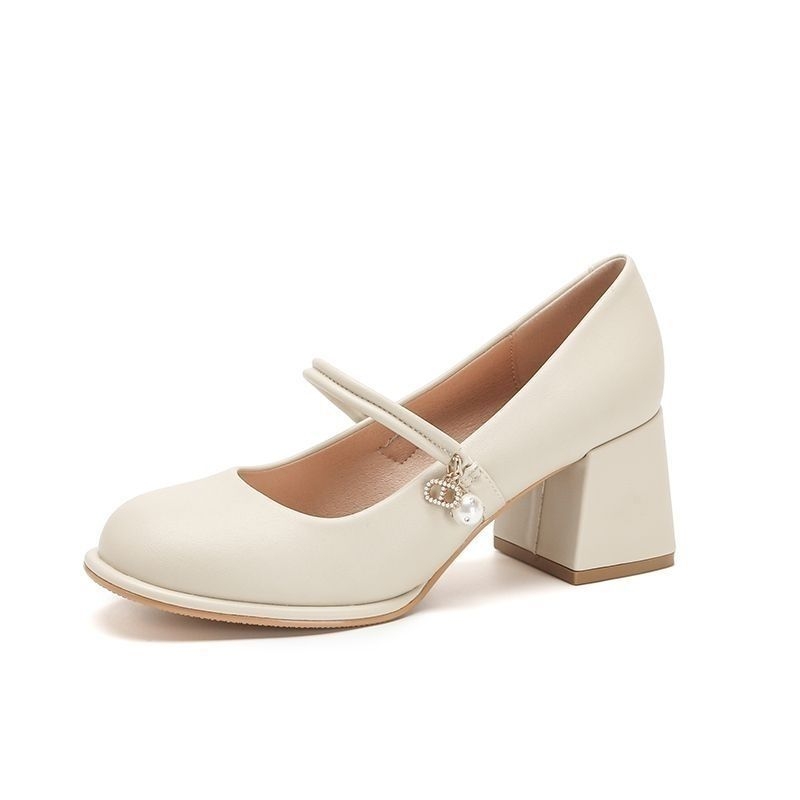 Tavaszi új stílusú vastag sarkú slip-on Mary Jane cipő, vízálló platformával, magasságot növelő sarokkal, mindennapi viselethez és koszorúslányoknak