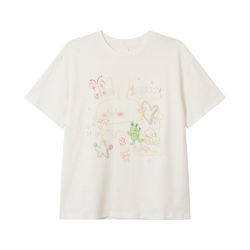 Tricou damă cu imprimeu original și amuzant, mâneci scurte, vară, croială lejeră, top pentru siluetă mică