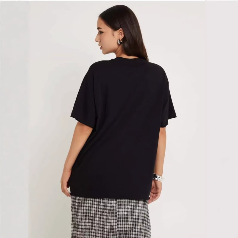 Tricou oversized din bumbac 100% cu mânecă scurtă, vară, stil american, imprimeu retro, design amuzant cu aspect tineresc