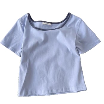 Tricou crop cu decolteu pătrat, mâneci scurte, vară, croială slim, stil versatil