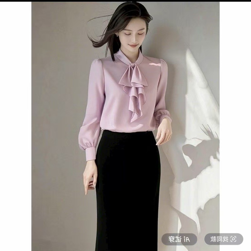 Cămașă pentru femei cu panglică, design de toamnă, modă de nișă, chic și tinerească