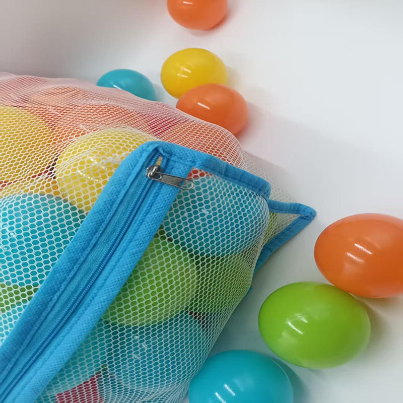 Geantă pătrată din nylon cu fermoar pentru depozitare, husă din plasă pentru sortarea mingilor oceanice și a mărgelelor, husă cu mâner pentru jucării