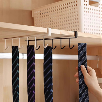 Organizator de bucătărie sub dulap cu cârlige, fără găuri, pentru cârpe, spatule, linguri și pahare