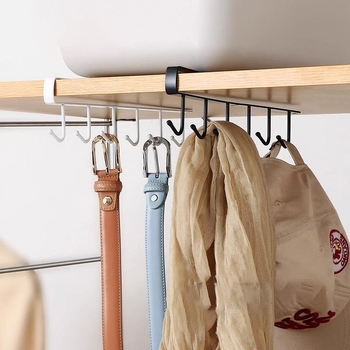 Organizator de bucătărie sub dulap cu cârlige, fără găuri, pentru cârpe, spatule, linguri și pahare