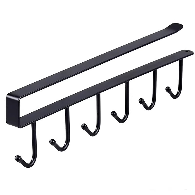 Organizator de bucătărie sub dulap cu cârlige, fără găuri, pentru cârpe, spatule, linguri și pahare