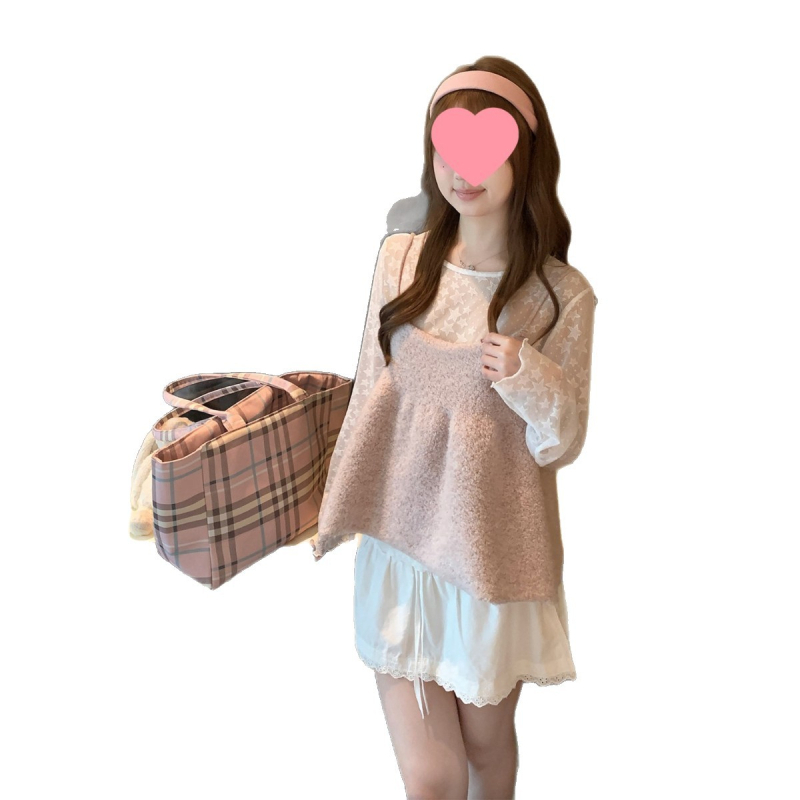 Top din dantelă transparent cu model stele, mâneci lungi, top de bază din plasă pentru primăvară