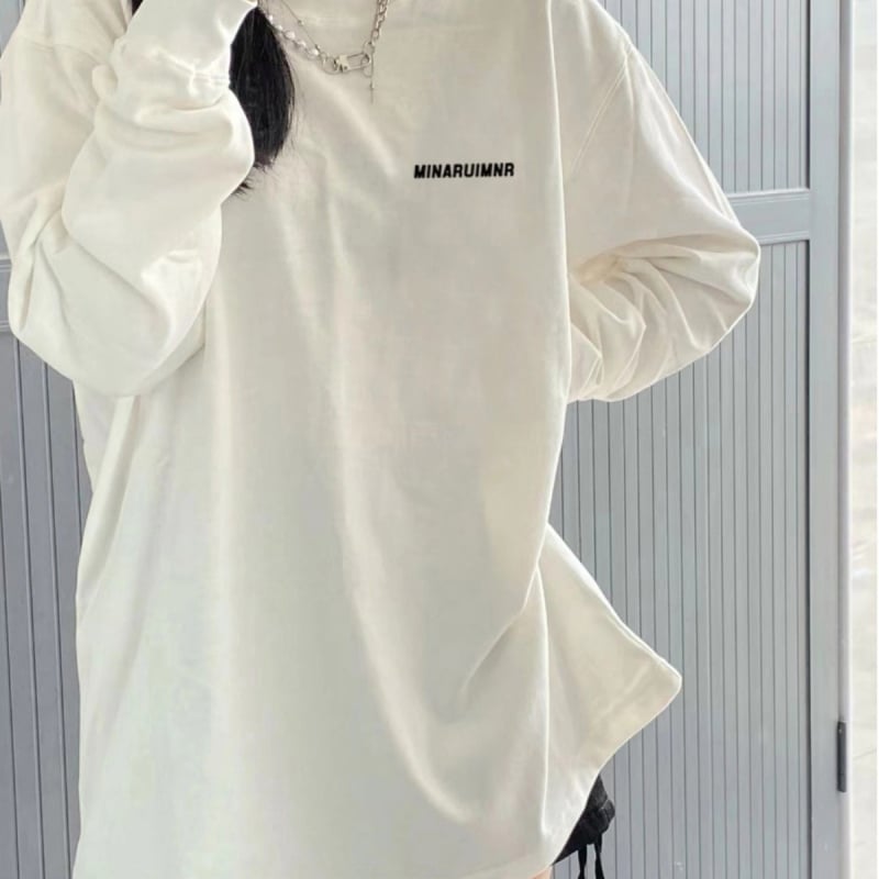 Tricou damă cu mâneci lungi din bumbac combed, cu șnur la bază, mărime plus, stil american retro High Street, croială lejeră