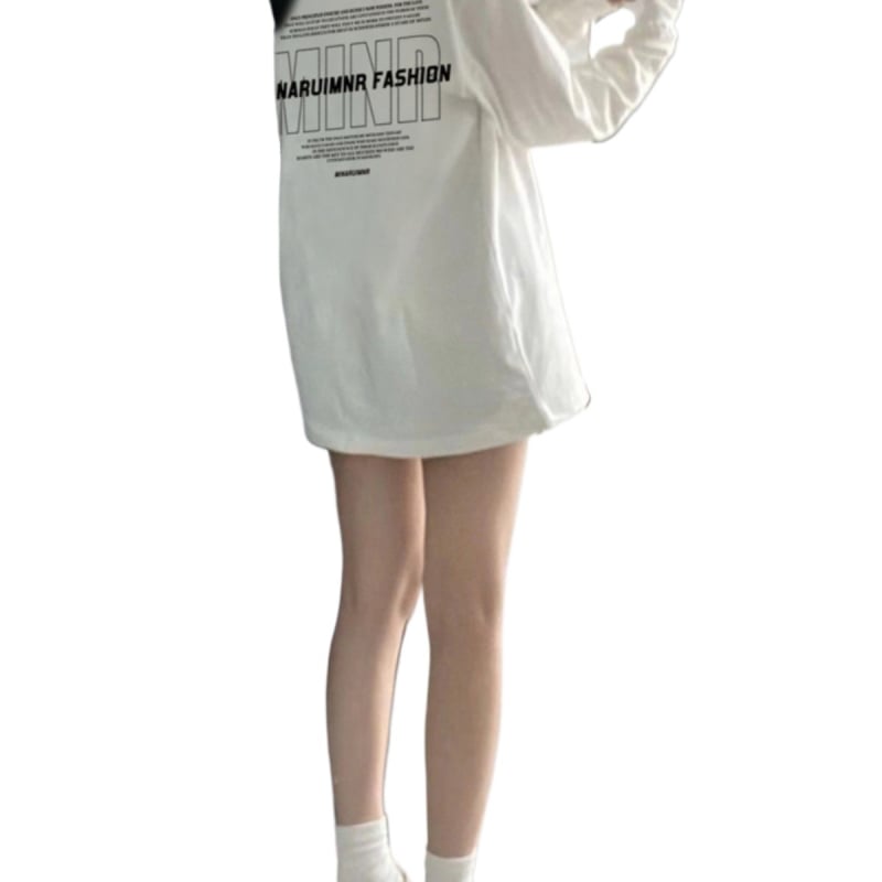 Tricou damă cu mâneci lungi din bumbac combed, cu șnur la bază, mărime plus, stil american retro High Street, croială lejeră
