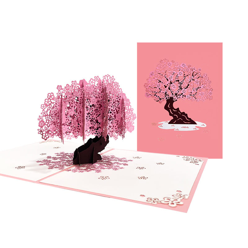 Carte de Valentine inovatoare, lucrată manual, pop-up 3D pentru cupluri cu flori de cireș