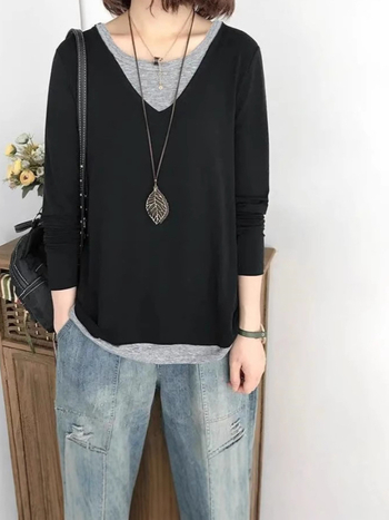 Tricou de damă cu mânecă lungă pentru primăvară și toamnă, noul model 2024, top chic cu design minimalist și versatil, aspect premium