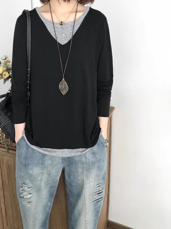 Tricou de damă cu mânecă lungă pentru primăvară și toamnă, noul model 2024, top chic cu design minimalist și versatil, aspect premium