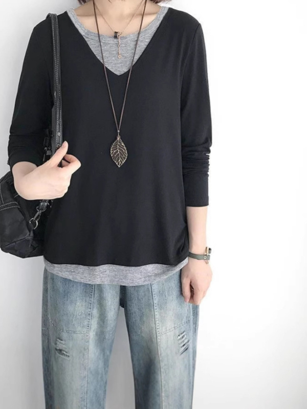 Tricou de damă cu mânecă lungă pentru primăvară și toamnă, noul model 2024, top chic cu design minimalist și versatil, aspect premium