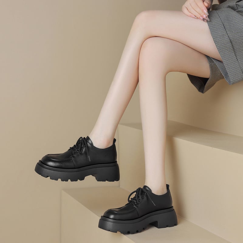 Loafers Mary Jane pentru femei, PU piele, talpă groasă, negri, stil britanic, primăvara 2026