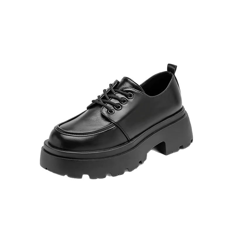 Loafers Mary Jane pentru femei, PU piele, talpă groasă, negri, stil britanic, primăvara 2026