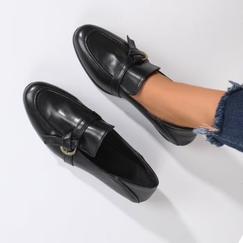 Loafers britanici cu toc gros pentru femei, slip-on retro