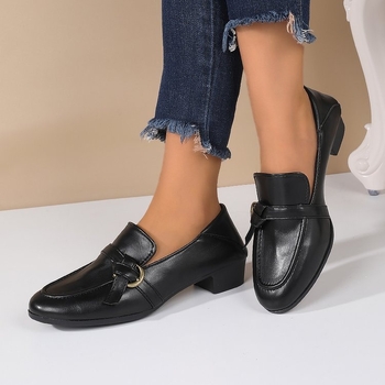 Loafers britanici cu toc gros pentru femei, slip-on retro