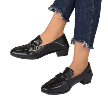 Loafers britanici cu toc gros pentru femei, slip-on retro
