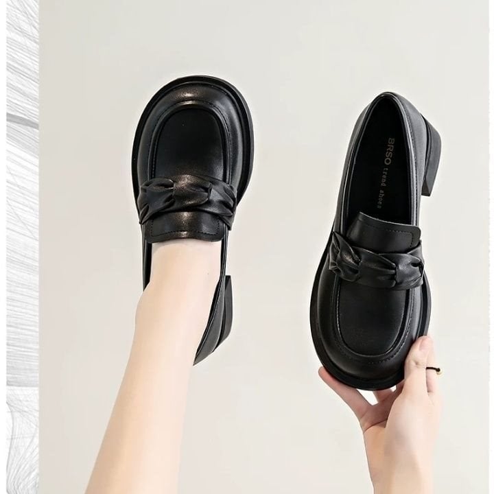 Pantofi femei retro Mary Jane cu toc mediu-înalt, stil britanic, primăvară