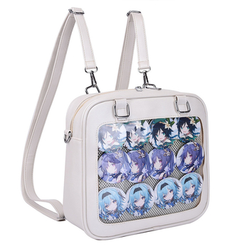 Geantă pătrată în stil japonez, design uniform, 3 moduri de purtare, PU transparent