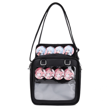 Geantă pătrată în stil japonez, design uniform, 3 moduri de purtare, PU transparent