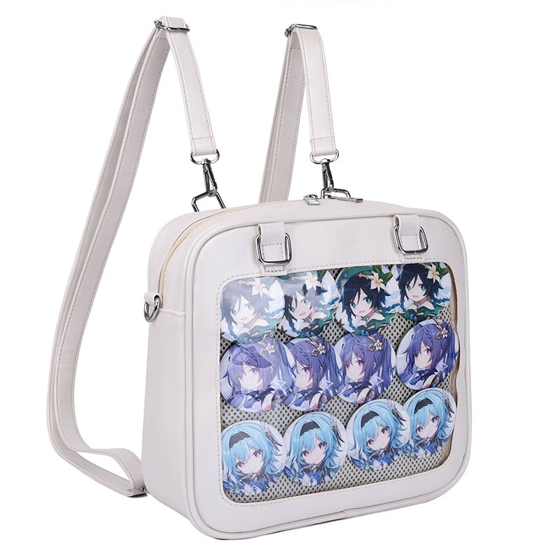 Geantă pătrată în stil japonez, design uniform, 3 moduri de purtare, PU transparent
