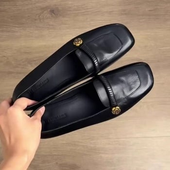 Loafers slip-on pentru femei, toamnă – pantofi din piele, stil vintage, talpă plată