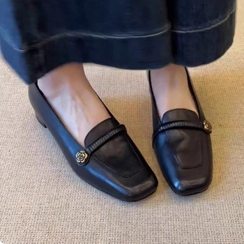 Loafers slip-on pentru femei, toamnă – pantofi din piele, stil vintage, talpă plată