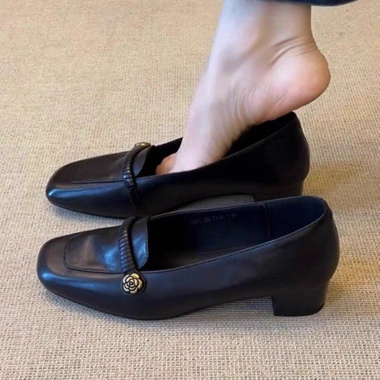 Loafers slip-on pentru femei, toamnă – pantofi din piele, stil vintage, talpă plată