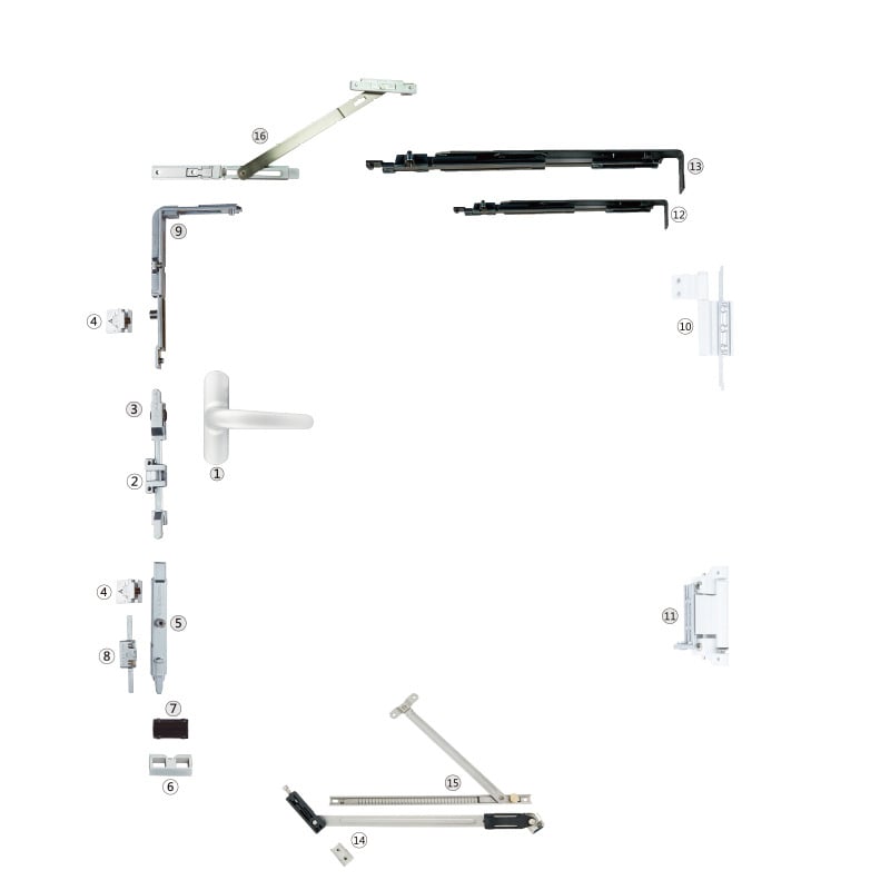 Jason Hardware Balamale pentru uși și ferestre din aluminiu cu întrerupere termică, deschidere spre interior și înclinare spre interior, sistem hardware cu mânere opționale