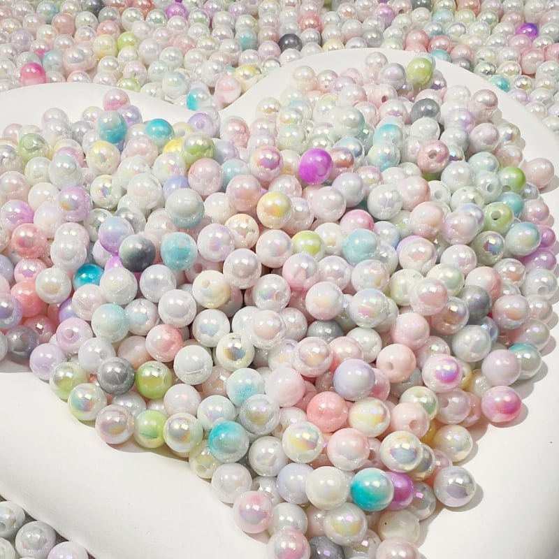 Perle rotunde bi-colore, 6–10 mm, în formă de sirenă, pentru decor DIY realizat manual, potrivite pentru lanțuri de telefon și pandantive auto
