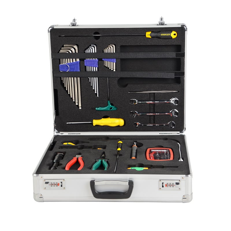 Cutie portabilă din aliaj de aluminiu pentru unelte și instrumente, cu lacăt de parolă; cutie de probe pentru accesorii pentru uși și ferestre