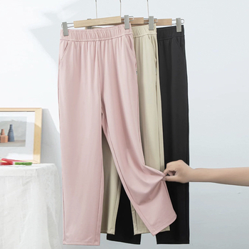 Pantaloni largi de vară pentru femei, din Ice Silk, croială lejeră, talie înaltă, subțiri, protecție solară, stil casual-sport, lungi și drepți
