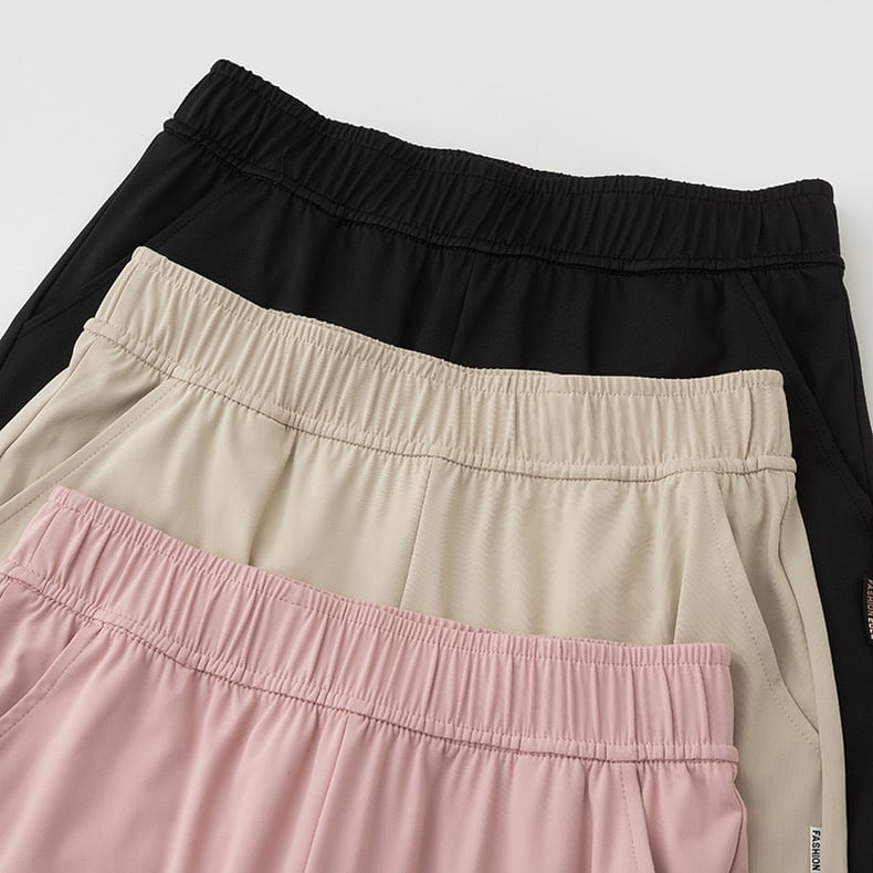 Pantaloni largi de vară pentru femei, din Ice Silk, croială lejeră, talie înaltă, subțiri, protecție solară, stil casual-sport, lungi și drepți