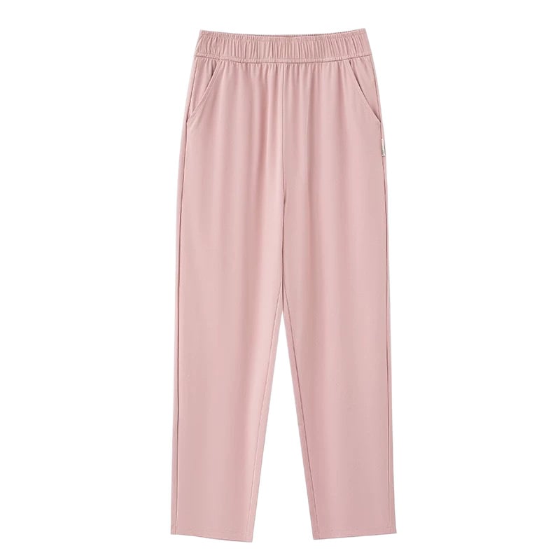 Pantaloni largi de vară pentru femei, din Ice Silk, croială lejeră, talie înaltă, subțiri, protecție solară, stil casual-sport, lungi și drepți
