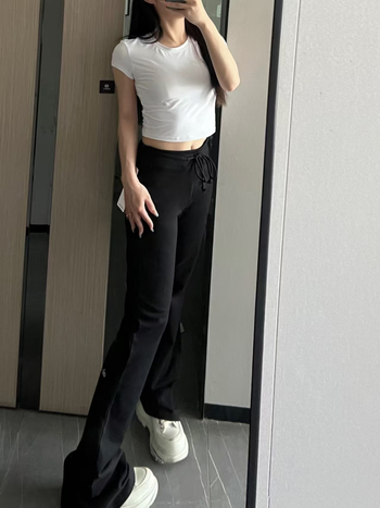 Pantaloni de fitness pentru femei, talie înaltă, fleece cu imprimeu litere, croială care accentuează posteriorul, pentru purtare zilnică