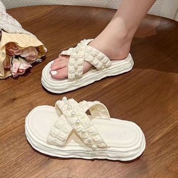 Sandale dama Pearl-Chic pentru vară, purtate cu fuste, platformă groasă antiderapantă pentru plajă.