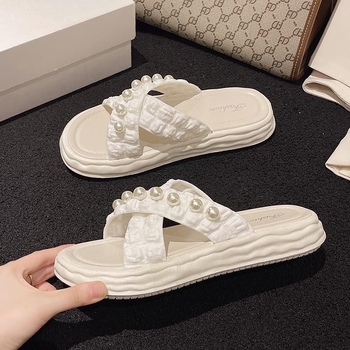 Sandale dama Pearl-Chic pentru vară, purtate cu fuste, platformă groasă antiderapantă pentru plajă.