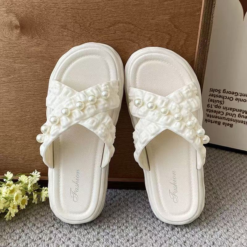 Sandale dama Pearl-Chic pentru vară, purtate cu fuste, platformă groasă antiderapantă pentru plajă.