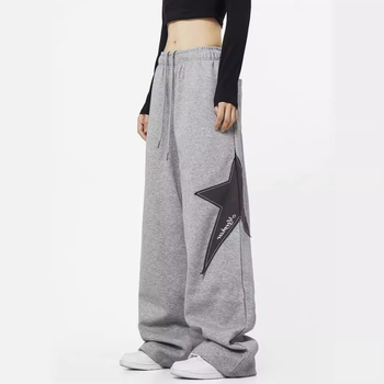 Pantaloni sport largi pentru femei, primăvară-vară, stil stradal hip-hop, croială dreaptă, largi
