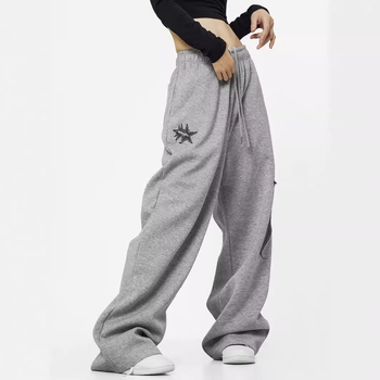 Pantaloni sport largi pentru femei, primăvară-vară, stil stradal hip-hop, croială dreaptă, largi