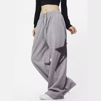 Pantaloni sport largi pentru femei, primăvară-vară, stil stradal hip-hop, croială dreaptă, largi
