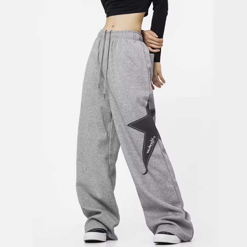 Pantaloni sport largi pentru femei, primăvară-vară, stil stradal hip-hop, croială dreaptă, largi
