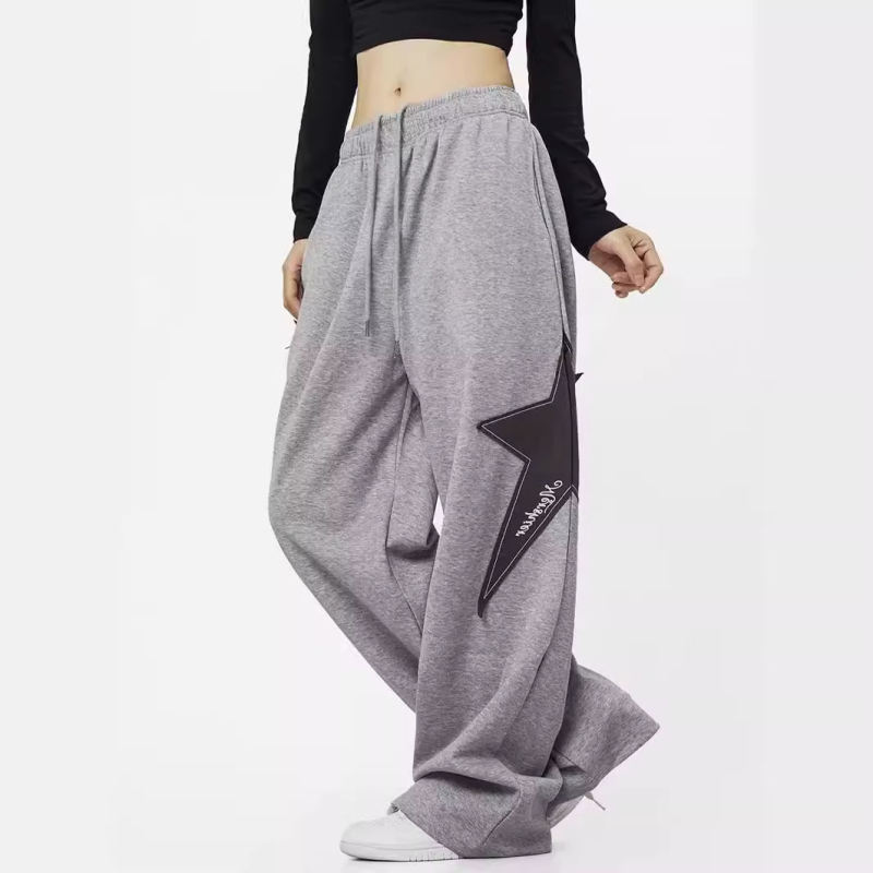 Pantaloni sport largi pentru femei, primăvară-vară, stil stradal hip-hop, croială dreaptă, largi