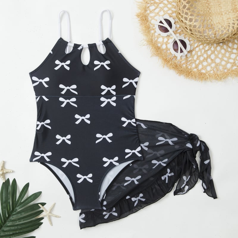 2026 Costum de baie pentru copii, imprimeu cu fluture, stil Little Chanel pentru fete