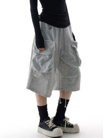 Pantaloni cropped pentru femei în stil american retro, cu buzunare mari, croi larg, cargo casual hip-hop